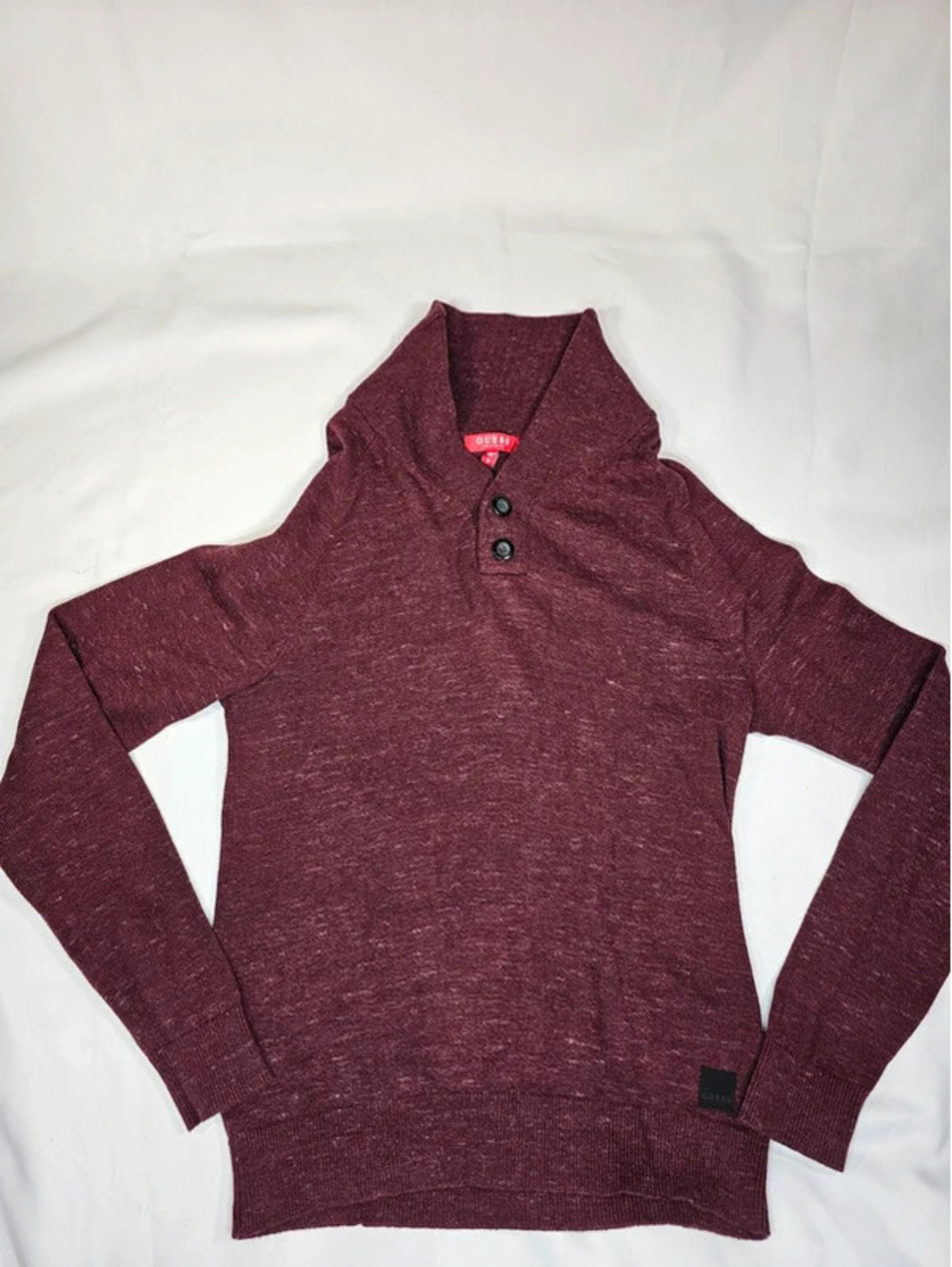 Guess Los Angeles men's maroon button-neck knit sweater size M